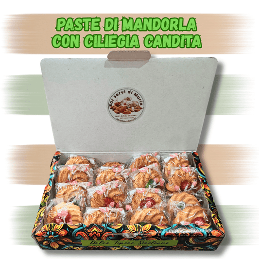 Biscotti alle mandorle con ciliegia 500g - Paste di mandorla - Dolci delizie siciliane