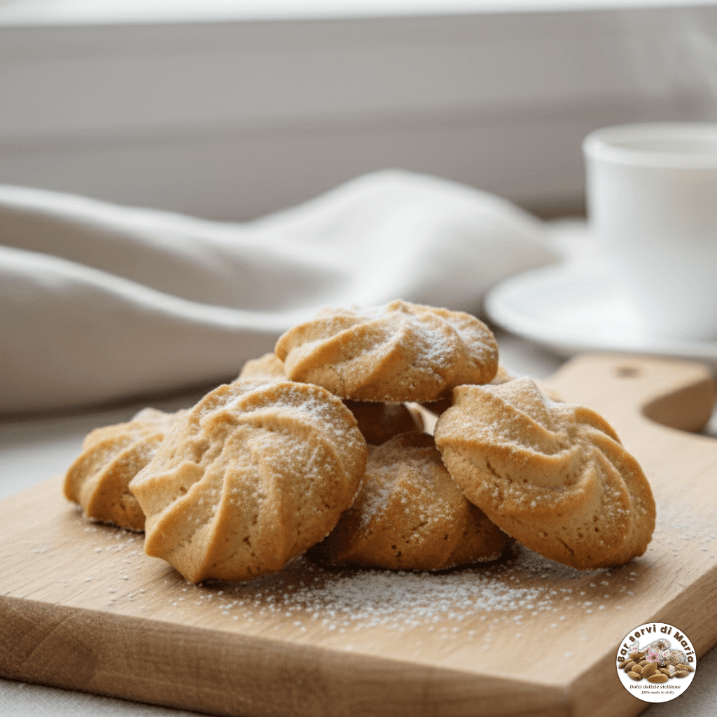 Biscotti tipici siciliani con tazza tè invernale dolci delizie siciliane