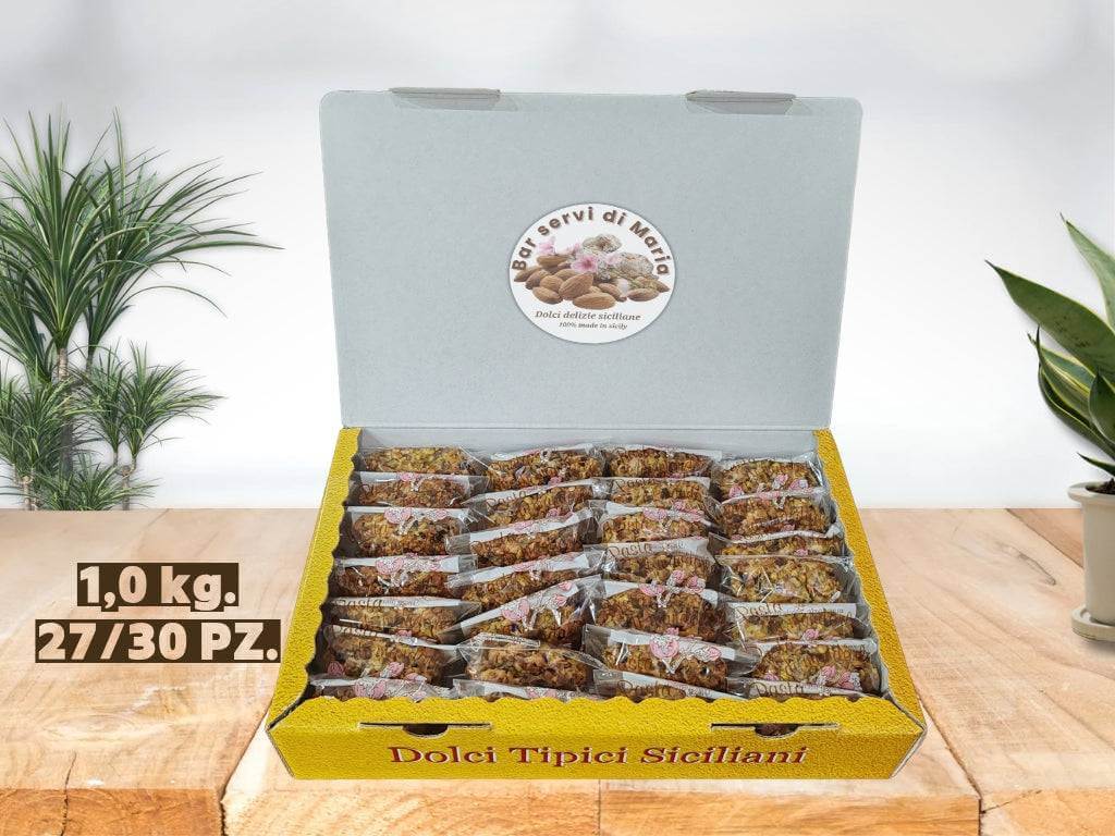 box 1kg 27/30 biscotti al pistacchio e mandorle dolci delizie siciliane