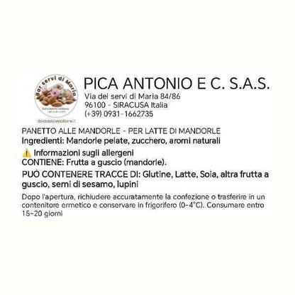 Panetto latte di mandorla 600g - Per 3 litri - Dolci delizie siciliane